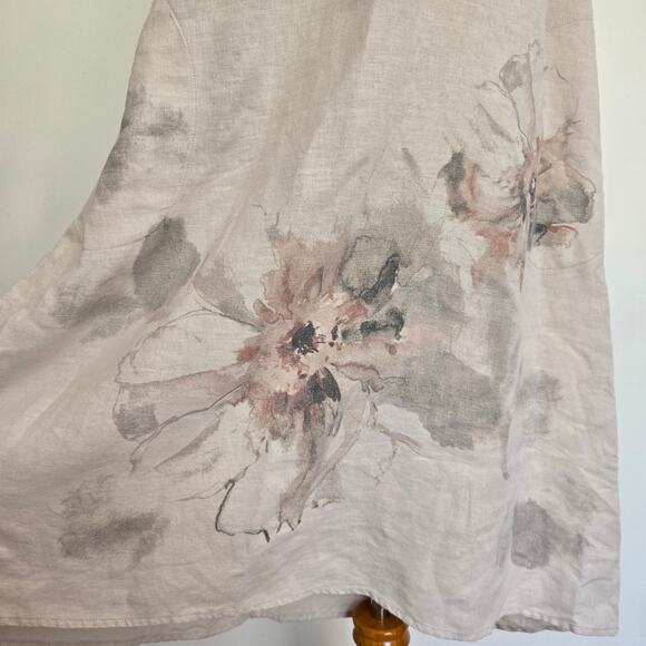 J. Jill Pure Jill Linen Maxi Dress Midi Dress Tan Watercolor Floral Women SP - Picture 5 of 11